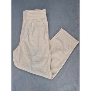 Banana Republi Seafarer Herringbone Linen Blend Pleated Pants Womens Khaki 6